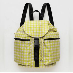 BAGGU Sport Backpack In Pink Pistachio Pixel Gingham NWT